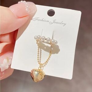 Elegant Love Heart & Synthetic Pearl Ear Cuff ( 1 PC )